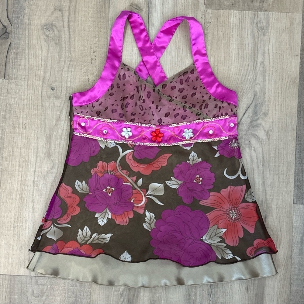 Vintage Hannah Montana Bedazzled Y2K Blouse Tank Top Girls Medium 7/8 EUC